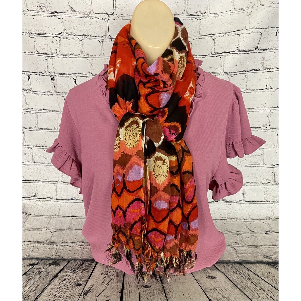 NWT Collection Eighteen Rumbared‎ 37x23 Orange Pink Red Brown Scarf